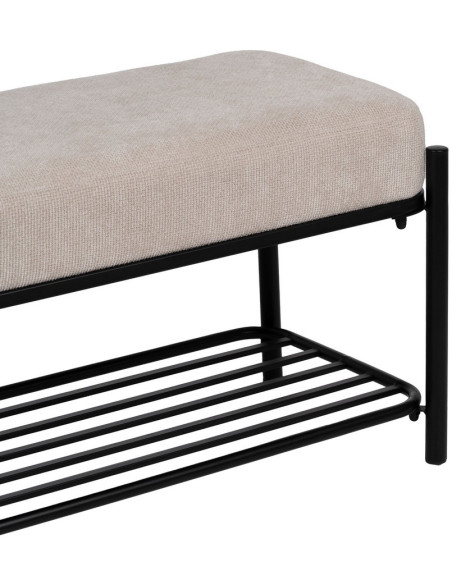 Grande Banquette moderne chic 1 étagère 2 places en Tissu Beige Métal Noir Ulea - 4