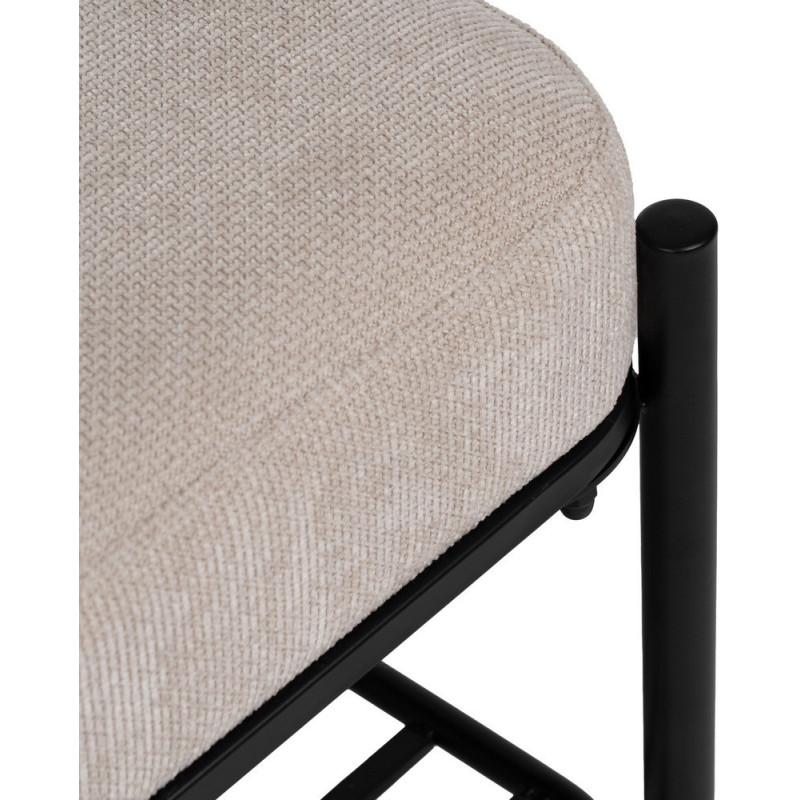 Grande Banquette moderne chic 1 étagère 2 places en Tissu Beige Métal Noir Ulea - 5