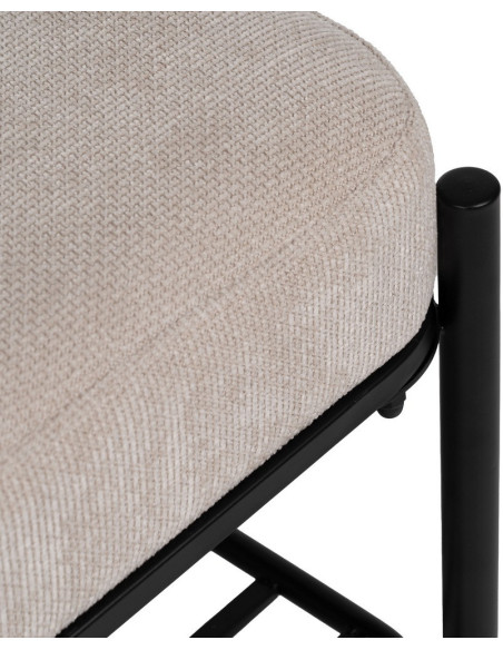 Grande Banquette moderne chic 1 étagère 2 places en Tissu Beige Métal Noir Ulea - 5