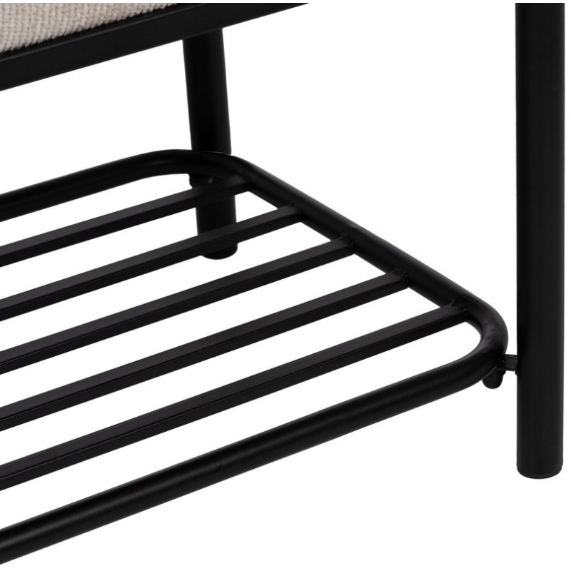 Grande Banquette moderne chic 1 étagère 2 places en Tissu Beige Métal Noir Ulea - 6