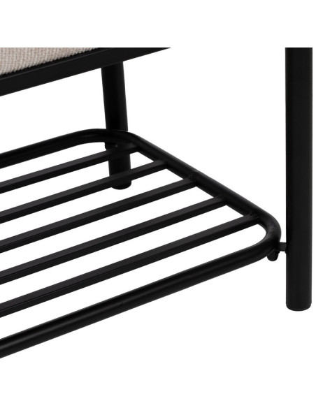 Grande Banquette moderne chic 1 étagère 2 places en Tissu Beige Métal Noir Ulea - 6