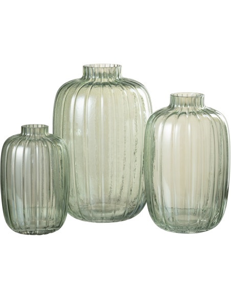 Vase Jarre Larkin Hauteur 30 cm en Verre Vert - 3