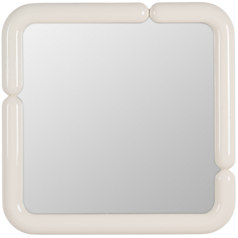 Miroir mural moderne Carré 90x90 en Bois MDF Blanc crème Laqué Orba - 2