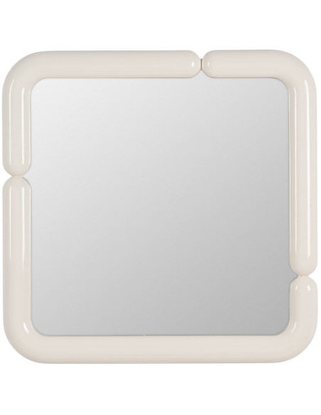Miroir mural moderne Carré 90x90 en Bois MDF Blanc crème Laqué Orba - 2