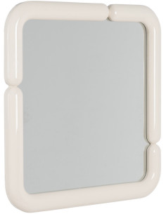 Miroir mural moderne Carré 90x90 en Bois MDF Blanc crème Laqué Orba - 1