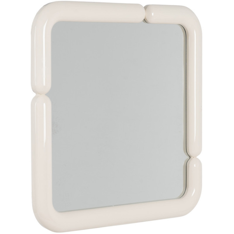 Miroir mural moderne Carré 90x90 en Bois MDF Blanc crème Laqué Orba - 1
