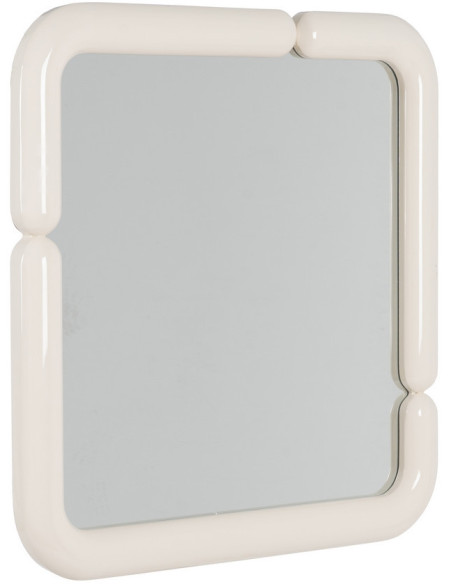 Miroir mural moderne Carré 90x90 en Bois MDF Blanc crème Laqué Orba - 1