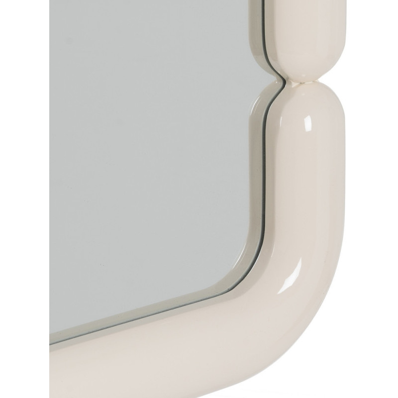 Miroir mural moderne Carré 90x90 en Bois MDF Blanc crème Laqué Orba - 4