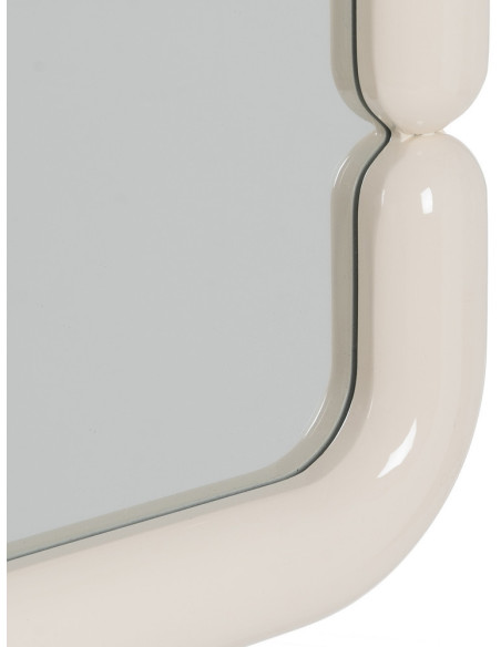 Miroir mural moderne Carré 90x90 en Bois MDF Blanc crème Laqué Orba - 4