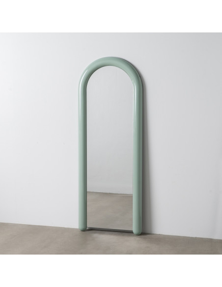 Grand Miroir mural moderne Arrondi 60x160 en Bois MDF Vert Laqué Abla - 7