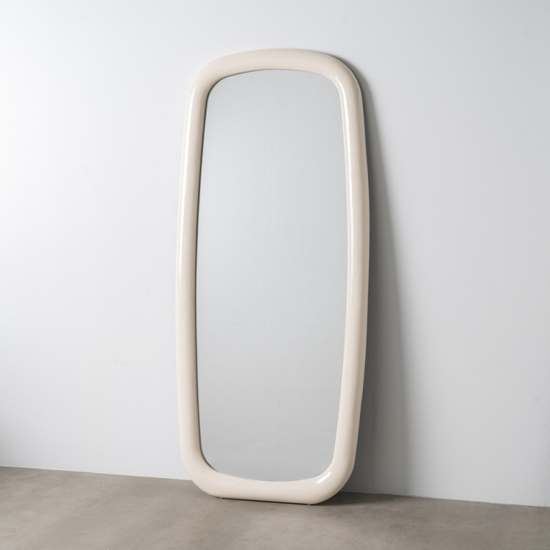 Grand Miroir mural moderne Arrondi 80x180 en Bois MDF Blanc crème Laqué Baza - 8