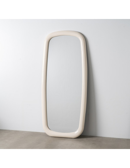 Grand Miroir mural moderne Arrondi 80x180 en Bois MDF Blanc crème Laqué Baza - 8