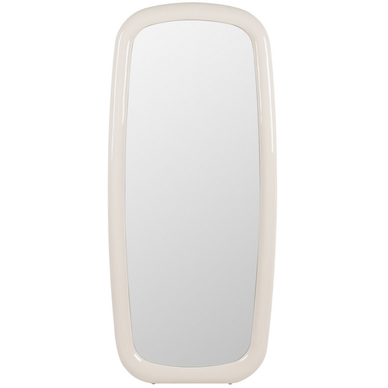 Grand Miroir mural moderne Arrondi 80x180 en Bois MDF Blanc crème Laqué Baza - 2