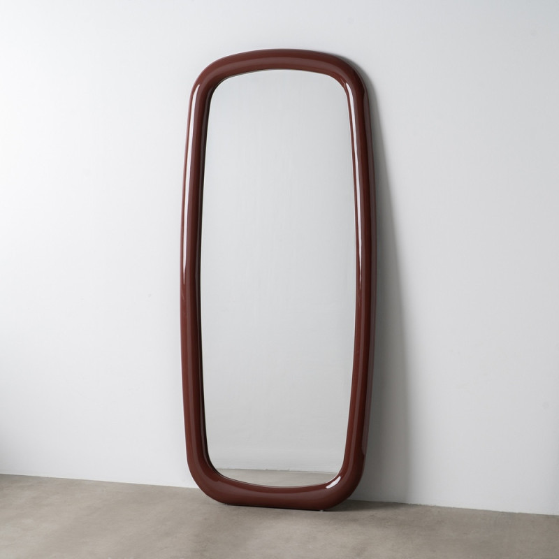 Grand Miroir mural moderne Arrondi 80x180 en Bois MDF Rouge grenat Laqué Baza - 2