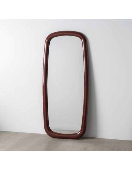 Grand Miroir mural moderne Arrondi 80x180 en Bois MDF Rouge grenat Laqué Baza - 2