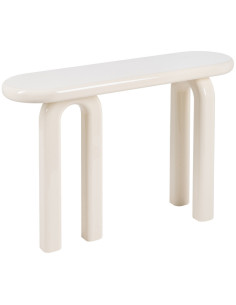 Console d'entrée moderne Ovale en Bois MDF Blanc crème Laqué Urda - 1