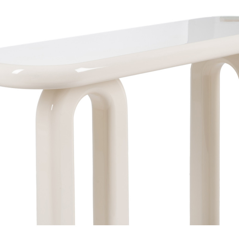 Console d'entrée moderne Ovale en Bois MDF Blanc crème Laqué Urda - 3