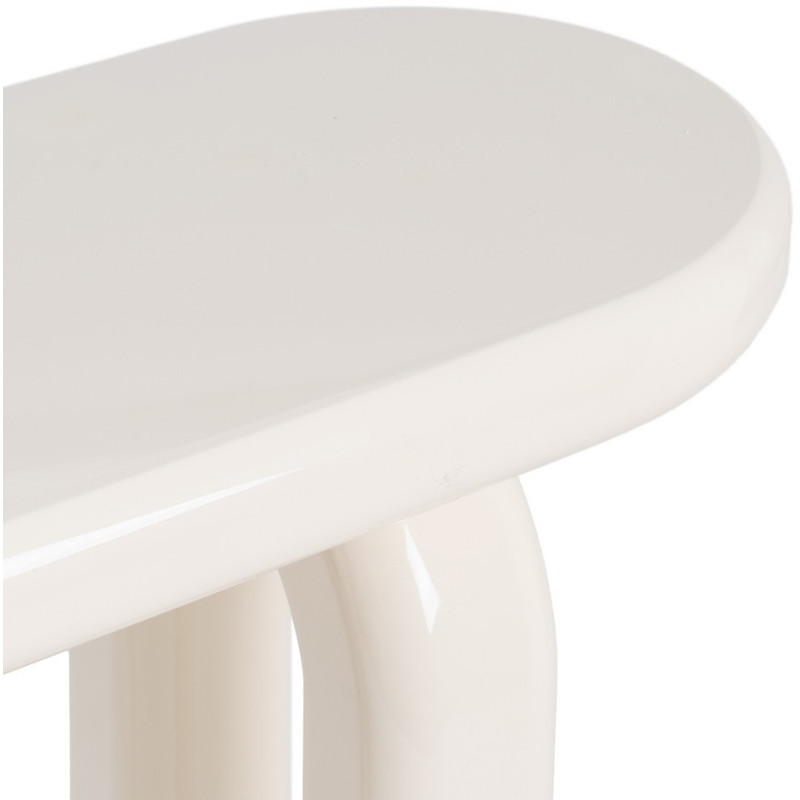 Console d'entrée moderne Ovale en Bois MDF Blanc crème Laqué Urda - 5