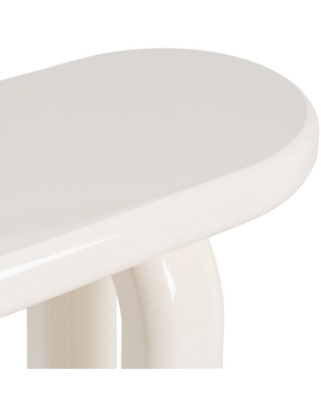 Console d'entrée moderne Ovale en Bois MDF Blanc crème Laqué Urda - 5