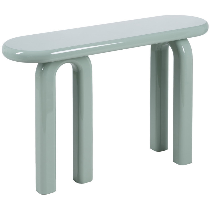 Console d'entrée moderne Ovale en Bois MDF Vert Laqué Urda - 1