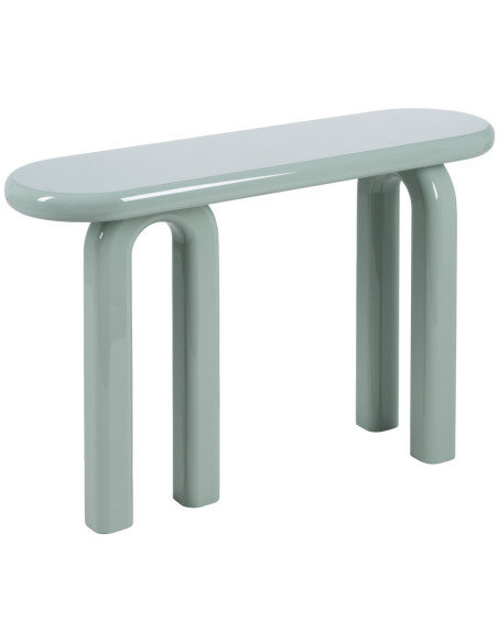 Console d'entrée moderne Ovale en Bois MDF Vert Laqué Urda - 1