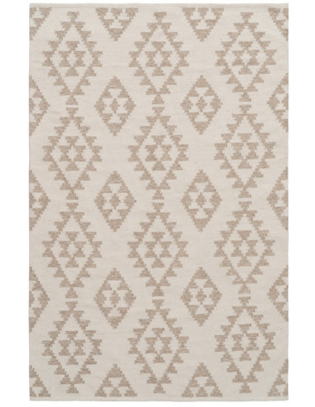 Grand Tapis ethnique chic Rectangulaire 160x230 en Laine Coton Blanc Naturel Noya - 1