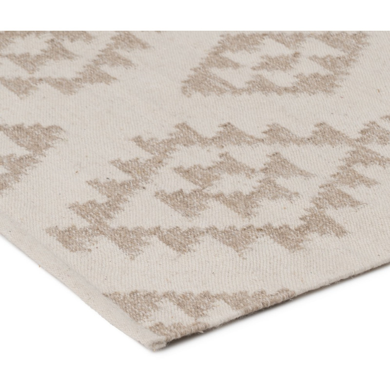 Grand Tapis ethnique chic Rectangulaire 160x230 en Laine Coton Blanc Naturel Noya - 2