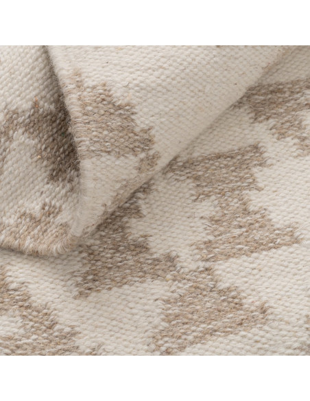 Grand Tapis ethnique chic Rectangulaire 160x230 en Laine Coton Blanc Naturel Noya - 3