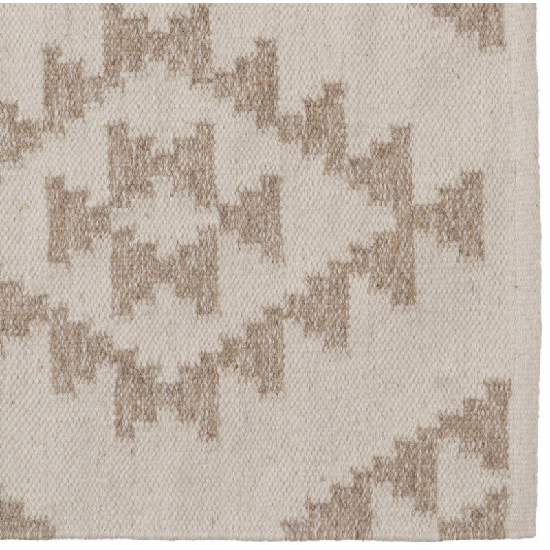 Grand Tapis ethnique chic Rectangulaire 160x230 en Laine Coton Blanc Naturel Noya - 4
