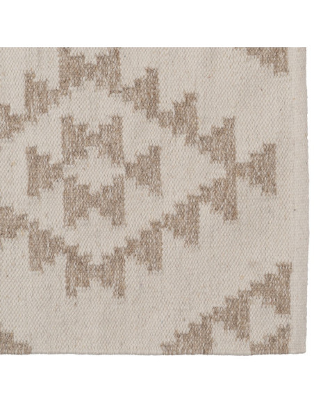 Grand Tapis ethnique chic Rectangulaire 160x230 en Laine Coton Blanc Naturel Noya - 4
