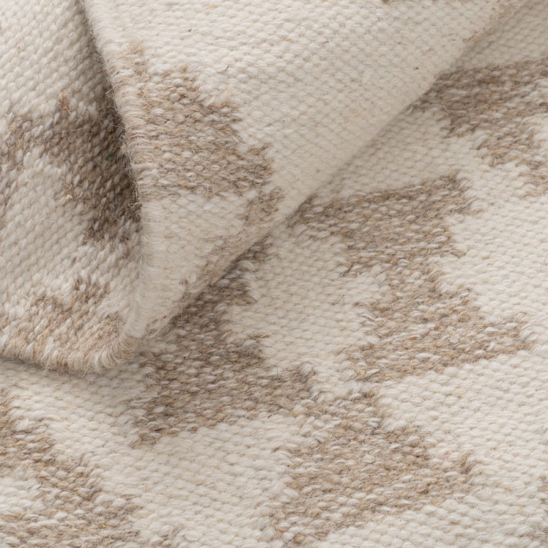 Grand Tapis ethnique chic Rectangulaire 200x300 en Laine Coton Blanc Beige Motif berbère Ilyas - 3