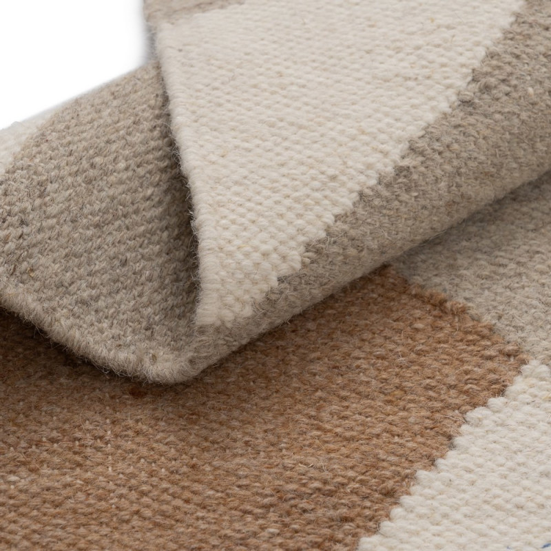 Grand Tapis moderne Rectangulaire 160x230 en Laine Coton Marron Blanc Motif géométrique Gata - 3