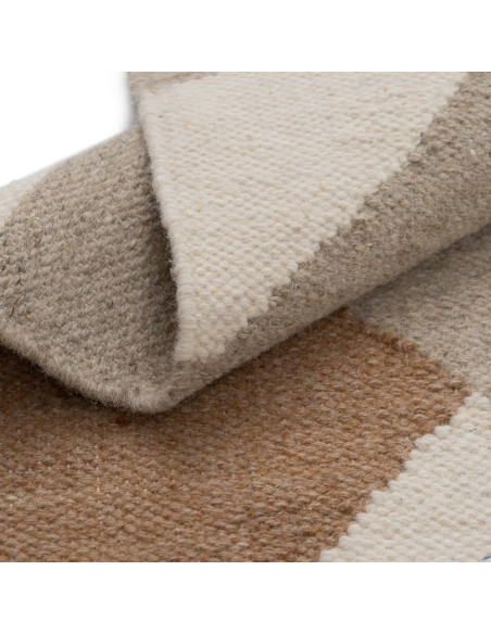 Grand Tapis moderne Rectangulaire 160x230 en Laine Coton Marron Blanc Motif géométrique Gata - 3