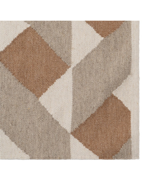 Grand Tapis moderne Rectangulaire 160x230 en Laine Coton Marron Blanc Motif géométrique Gata - 4