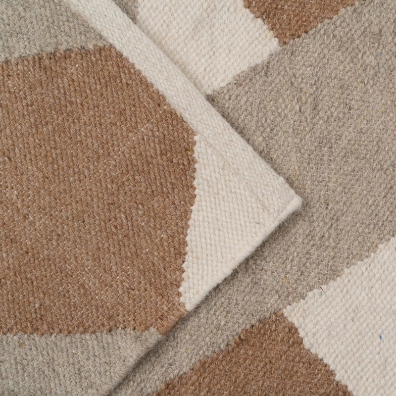 Grand Tapis moderne Rectangulaire 160x230 en Laine Coton Marron Blanc Motif géométrique Gata - 5