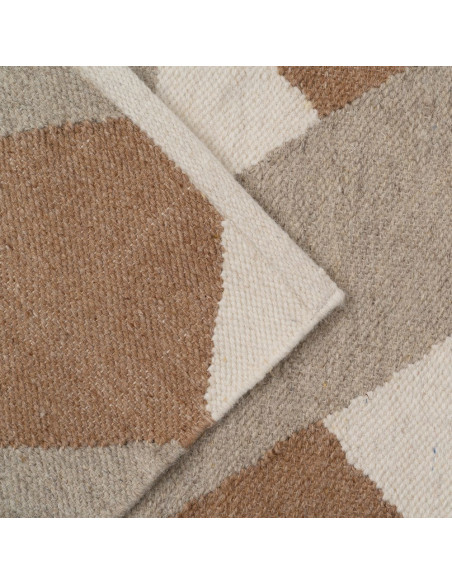 Grand Tapis moderne Rectangulaire 160x230 en Laine Coton Marron Blanc Motif géométrique Gata - 5