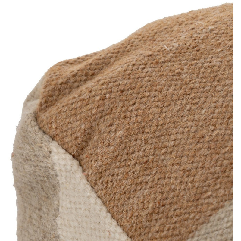 Pouf moderne Carré en Laine Coton Marron Blanc Motif géométrique Gata - 3