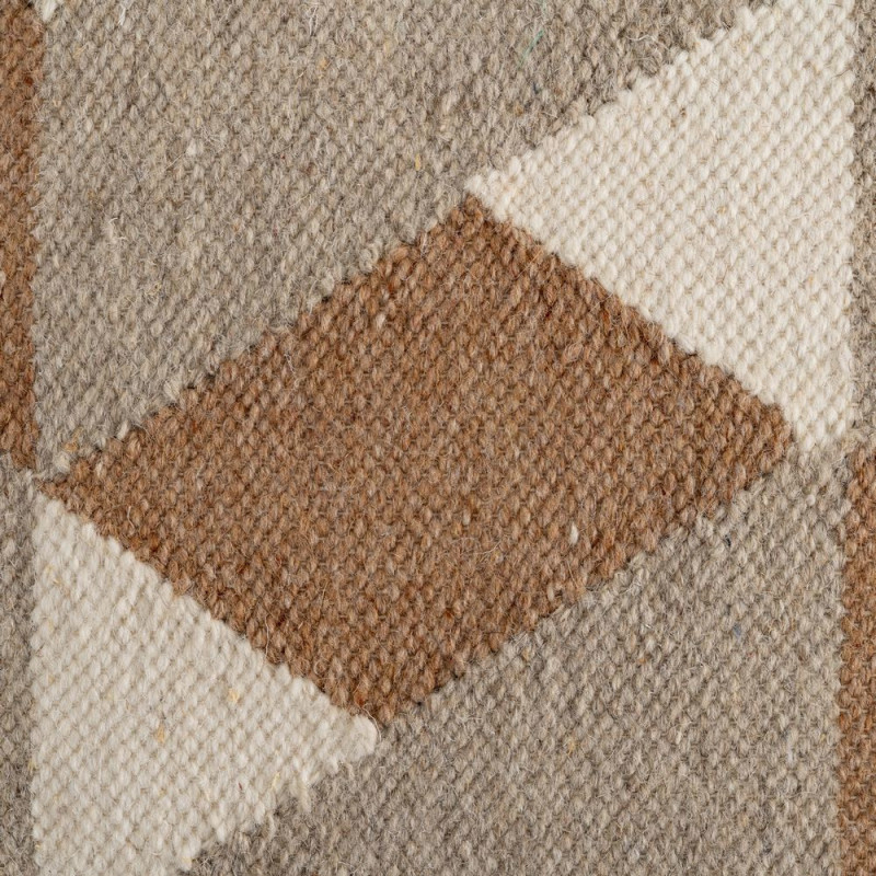 Pouf moderne Carré en Laine Coton Marron Blanc Motif géométrique Gata - 4