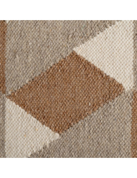 Pouf moderne Carré en Laine Coton Marron Blanc Motif géométrique Gata - 4