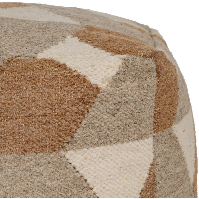 Pouf moderne Carré en Laine Coton Marron Blanc Motif géométrique Gata - 5