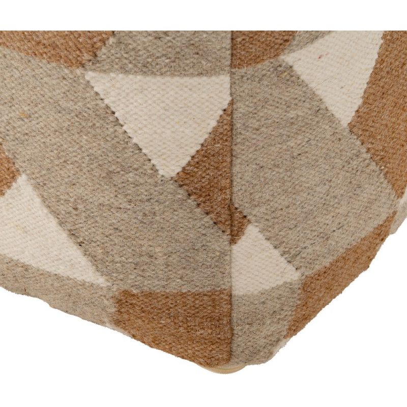 Pouf moderne Carré en Laine Coton Marron Blanc Motif géométrique Gata - 6