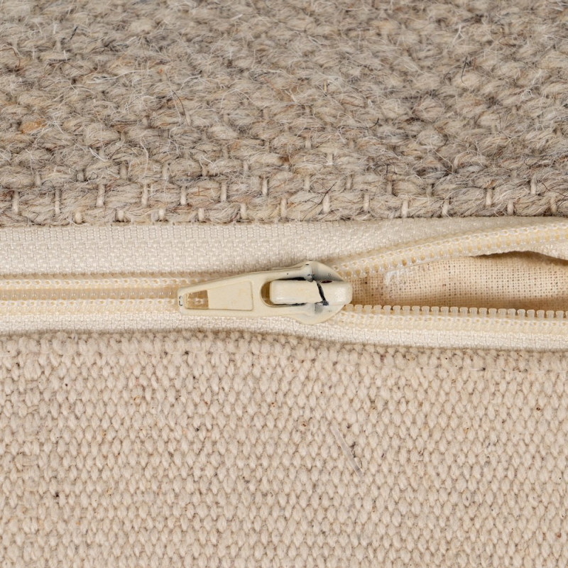 Pouf moderne Carré en Laine Coton Marron Blanc Motif géométrique Gata - 7