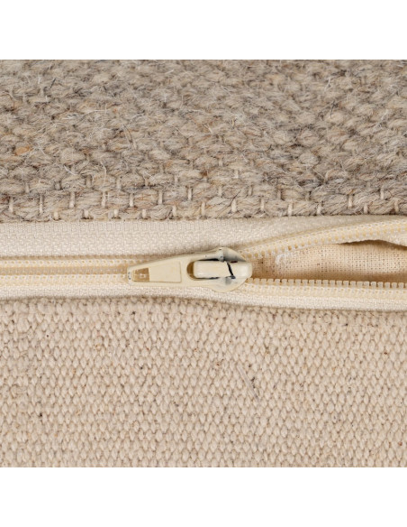 Pouf moderne Carré en Laine Coton Marron Blanc Motif géométrique Gata - 7