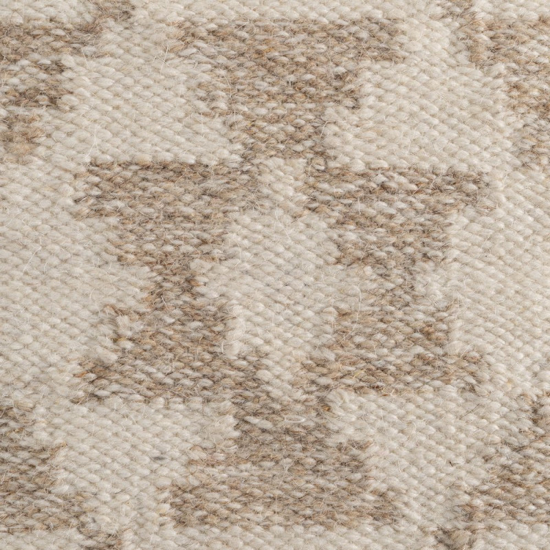 Pouf ethnique chic Carré en Laine Coton Blanc Naturel Adra - 3