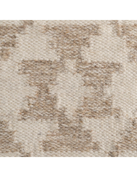 Pouf ethnique chic Carré en Laine Coton Blanc Naturel Adra - 3