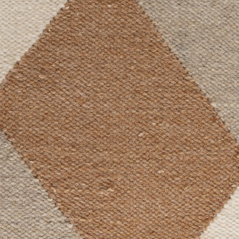 Grand Pouf ethnique chic Carré en Laine Coton Marron Blanc Motif géométrique Gata - 4