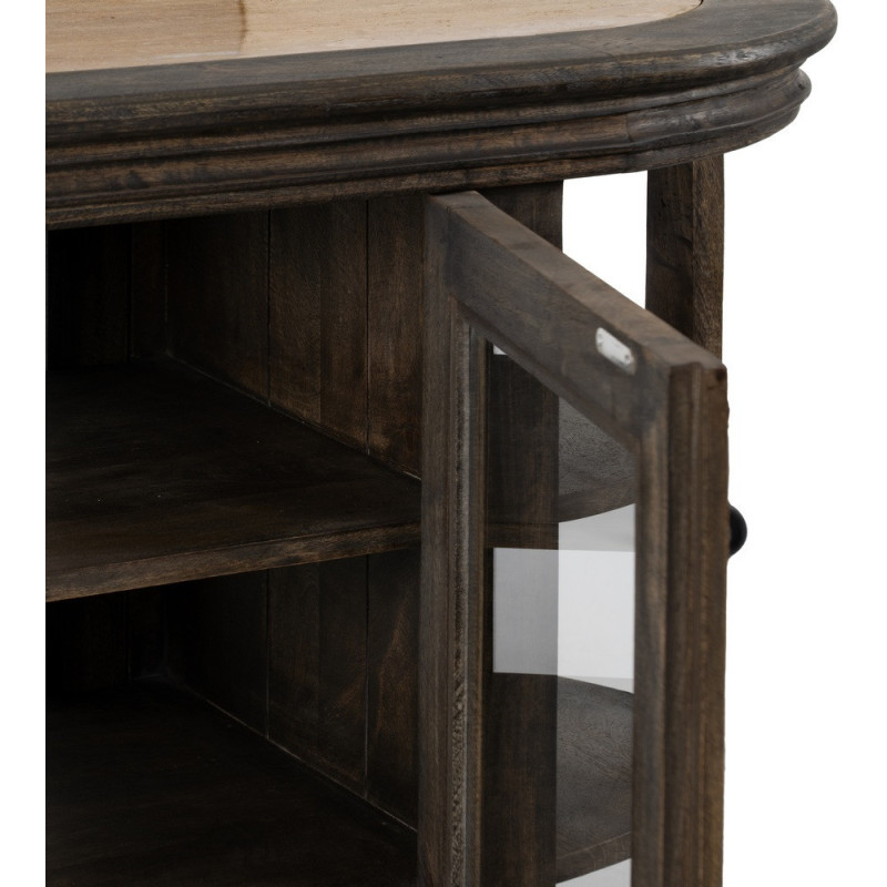 Grand Îlot de cuisine 4 portes 6 étagères en Bois de manguier Gris Marbre Beige Gata - 7