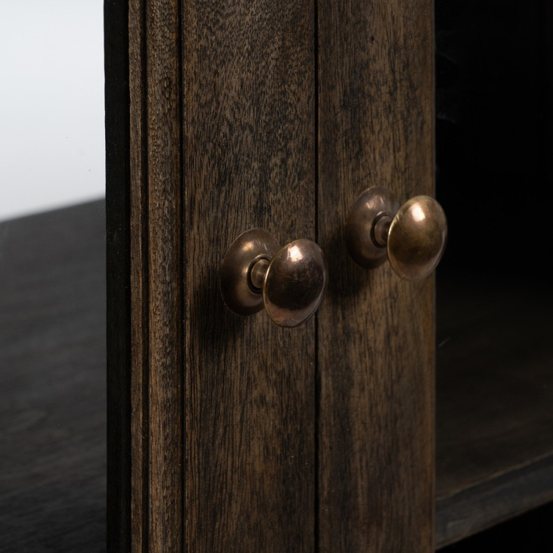 Grand Îlot de cuisine 4 portes 6 étagères en Bois de manguier Gris Marbre Beige Gata - 8