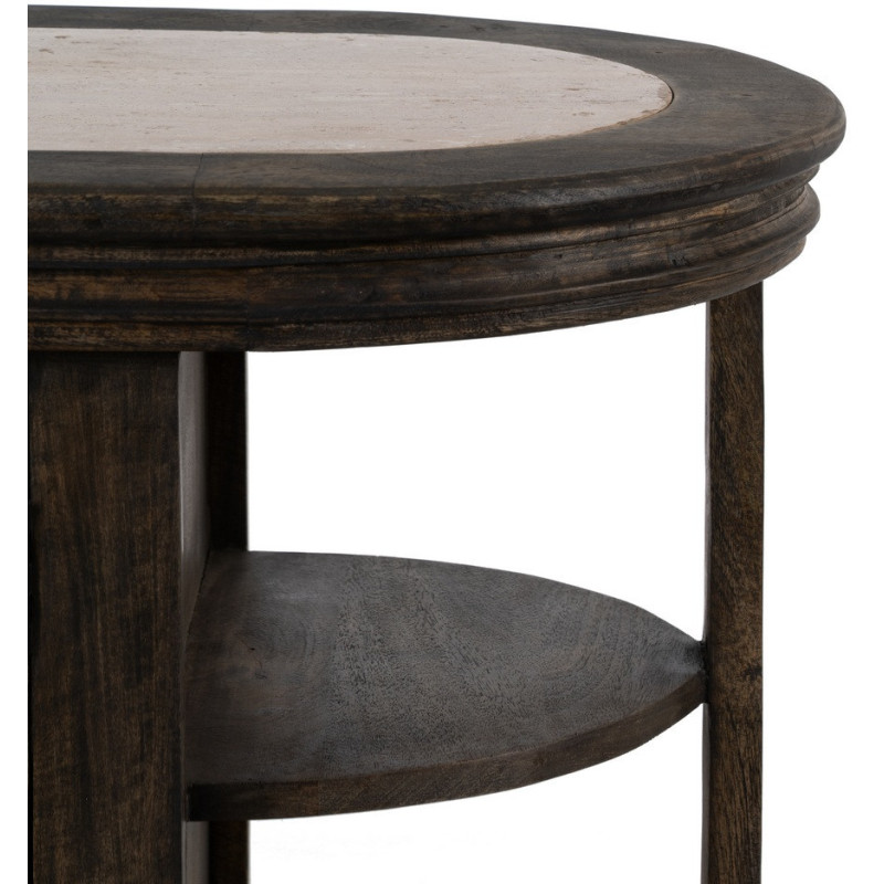 Grand Îlot de cuisine 4 portes 6 étagères en Bois de manguier Gris Marbre Beige Gata - 9