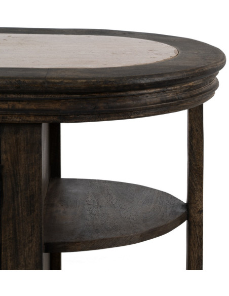 Grand Îlot de cuisine 4 portes 6 étagères en Bois de manguier Gris Marbre Beige Gata - 9